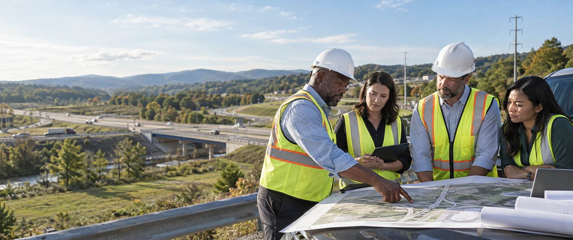 Transportation and public-sector team reviewing infrastructure plans